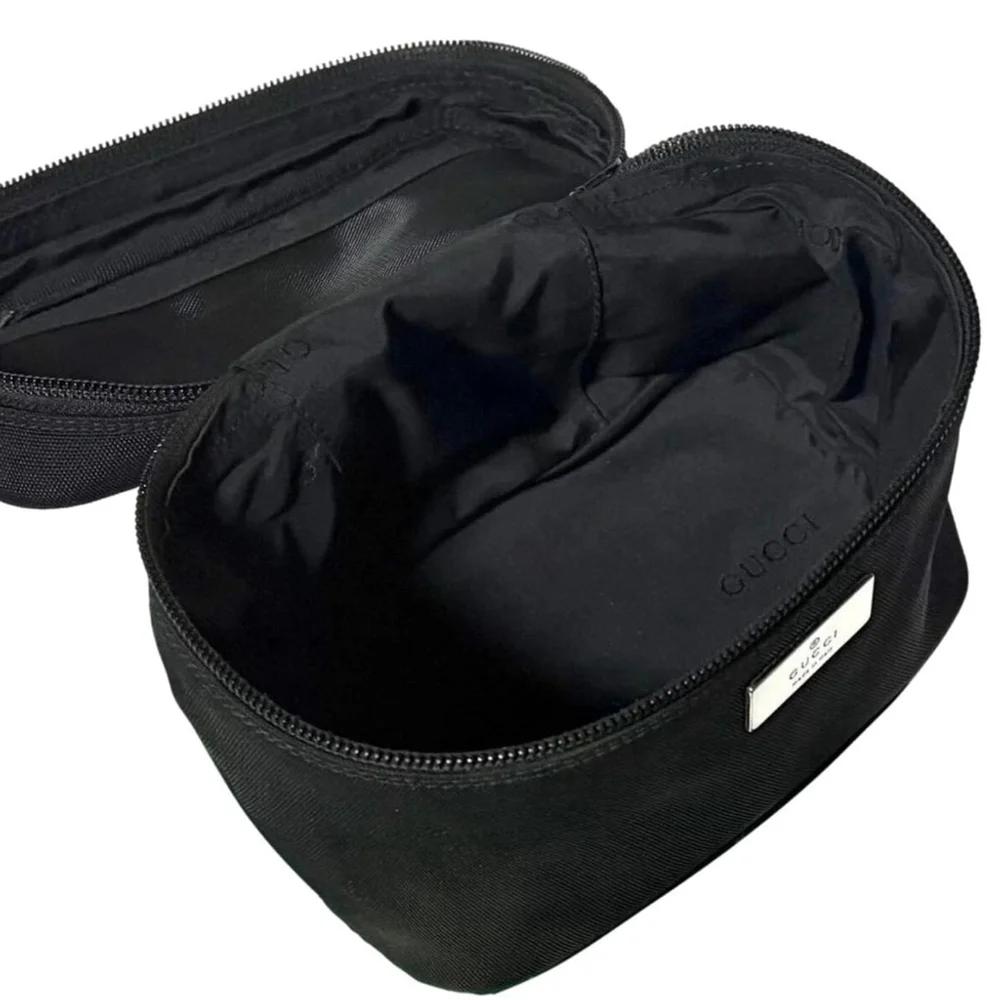 Men GUCCI Black Nylon Toiletry Case Shaving Bag with Leather Top Handle NWOT - Picture 10 of 17